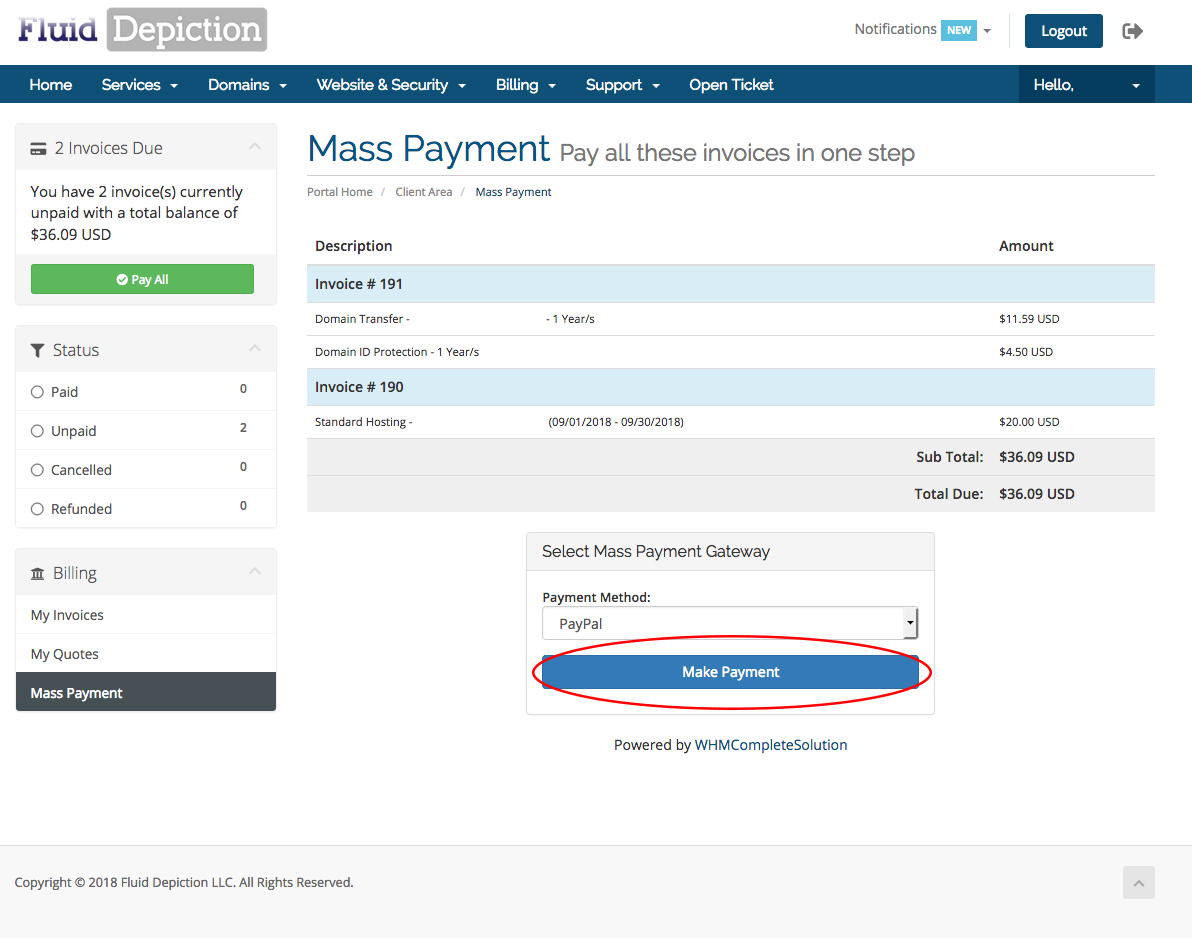 Mass Invoice Payment